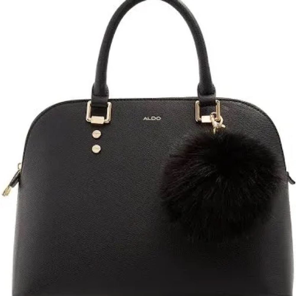 Aldo Black Satchel with Gold-Tone Hardware